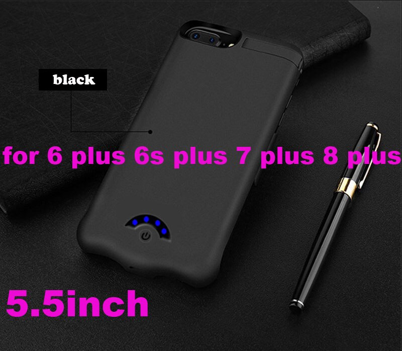 Voor Iphone 6 6 S 7 8 Battery Charger Case 10000 Mah Externe Power Bank Opladen Case Cover Voor Iphone X 6 7 8 Plus Batterij Case: 6P 6SP 7P 8P Black