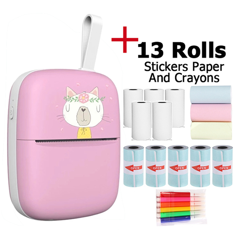 Mini Draagbare Thermische Printer 203Dpi Foto Pocket Printing Draadloze Bluetooth Label Printer Papier Voor Android Ios Kids: YELLOW