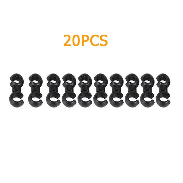 20pcs Bike Cable Clips Stop Cable Brake &amp; Gear Cables S Shaped Fittings Buckle Holes Gear Cable Housing Guides: Black