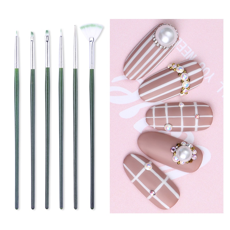 8 pièces/ensemble UV Gel Liner ongles brosse peinture dessin Liner acrylique stylos marbre poignée Nail Art stylos bricolage outil pour Gel vernis