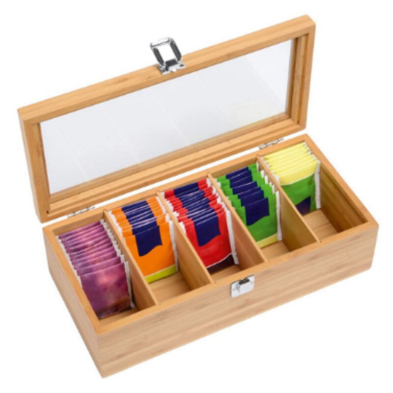 Compartments Wooden Storage Box Tea Box Storage Container Jewelry Accessories Storage Container Bamboo Tea Chest Case ZM720