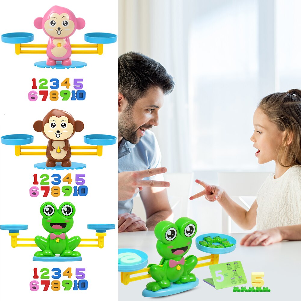 Montessori Math Toy Digital Monkey Balance Scale Educational Math Penguin Balancing Scale Number Board Game Kids Learning Toys