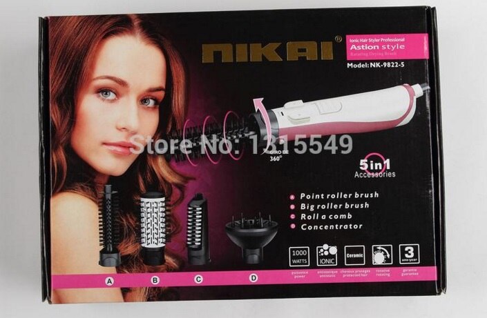 Multifunctionele Föhn Borstel Automatische Roterende Borstel Ionische Haar Borstel Droger Styler Kam Föhn 220 V EU Plug: Uk with packing box