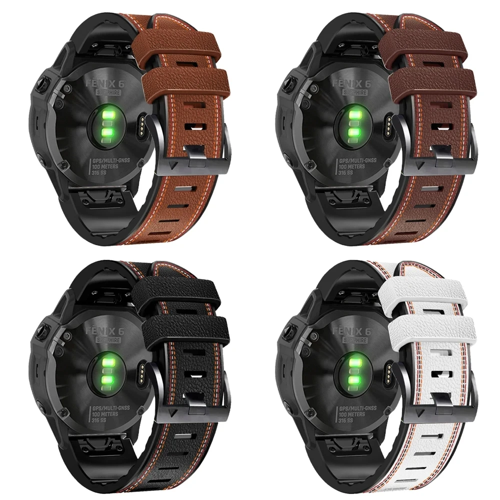 Bandjes Voor Garmin Marq Atleet Avonturier Golfer Captain Aviator Epix Gen 2 Quickfit 22 26Mm Siliconen Lederen Horlogeband Armband