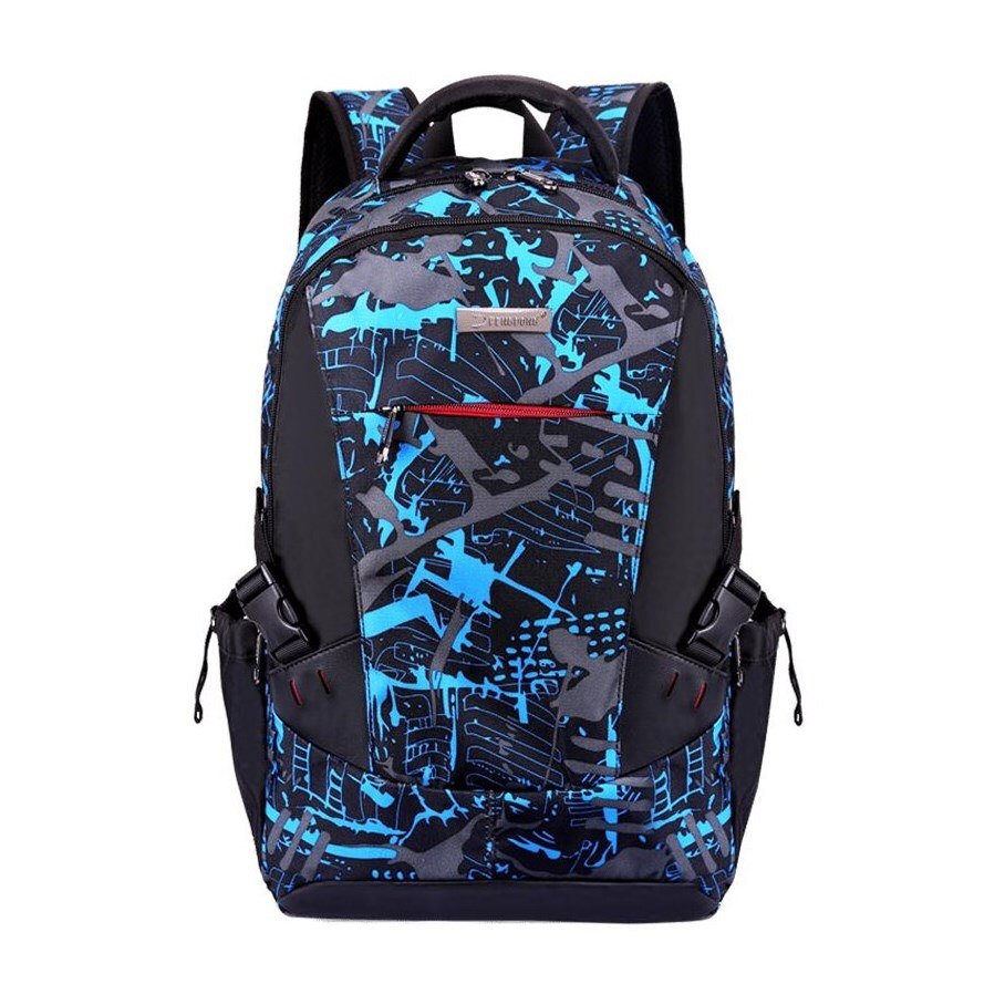 OKKID hohe schule taschen für jungen wasserdichte große schule Rucksack männer reisen Rucksack mit gepäck gürtel Schüler schoole taschen: Blau