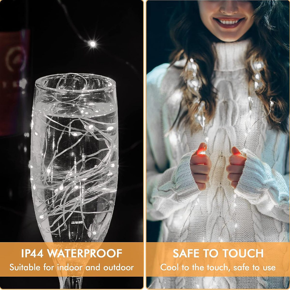 6 pacote de luzes de fadas led a pilhas luz da corda à prova dwaterproof água fio prata para diy festa casamento quarto pátio decoração natal