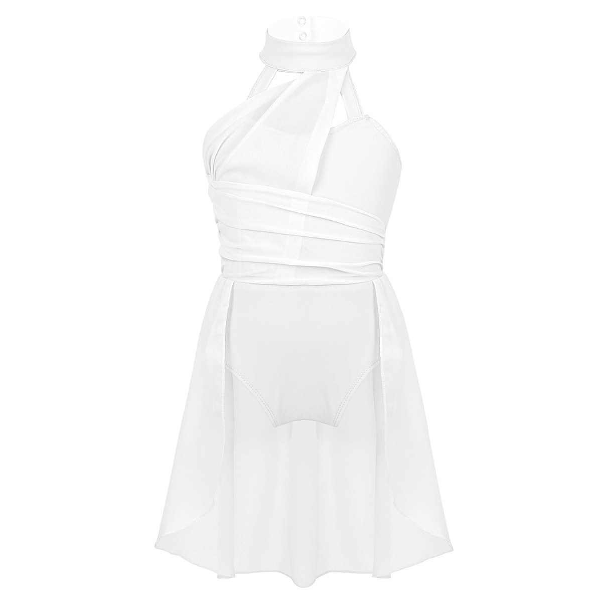 Kid Meisjes Ballet Dans Turnpakje Jurk Mouwloos Ruches Chiffon Lijfje Gekooide Rug Gymnastiek Kunstschaatsen Lyrische Dans Kostuum: XS / geel brons