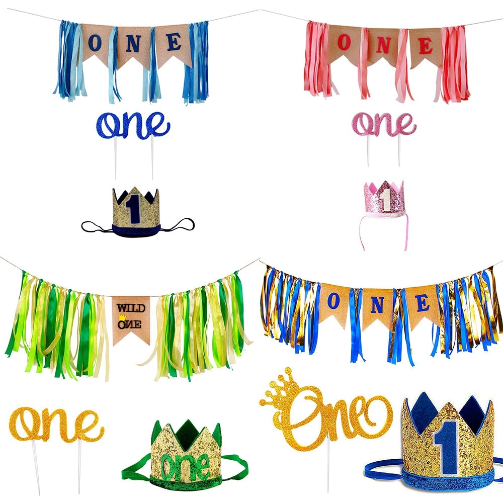 Ett års bursdag banner lue 1st første bursdag banner barn gratulerer med dagen banner 1 års første bursdag gutt jente baby shower