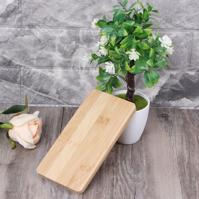 1pc rektangulær bambus underkop plantebakke mini plante urtepotte stativ favoriserer saftig pottebakke enkel boligindretning