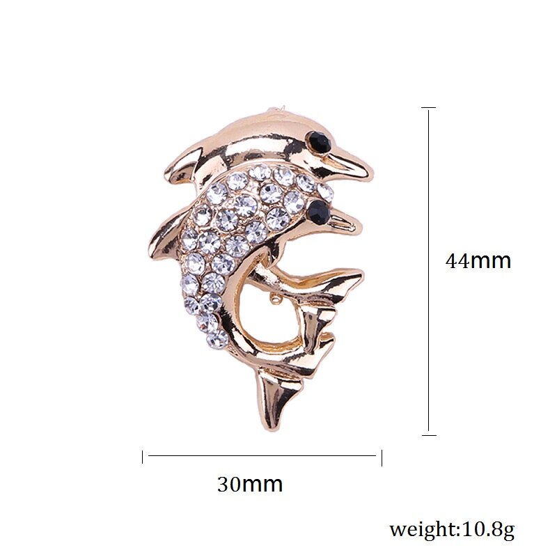 Classique cristal Camel chat chien abeille Animal strass broche broches Antique or métal écharpe épingles bijoux fête vêtements décors: Dolphin 03