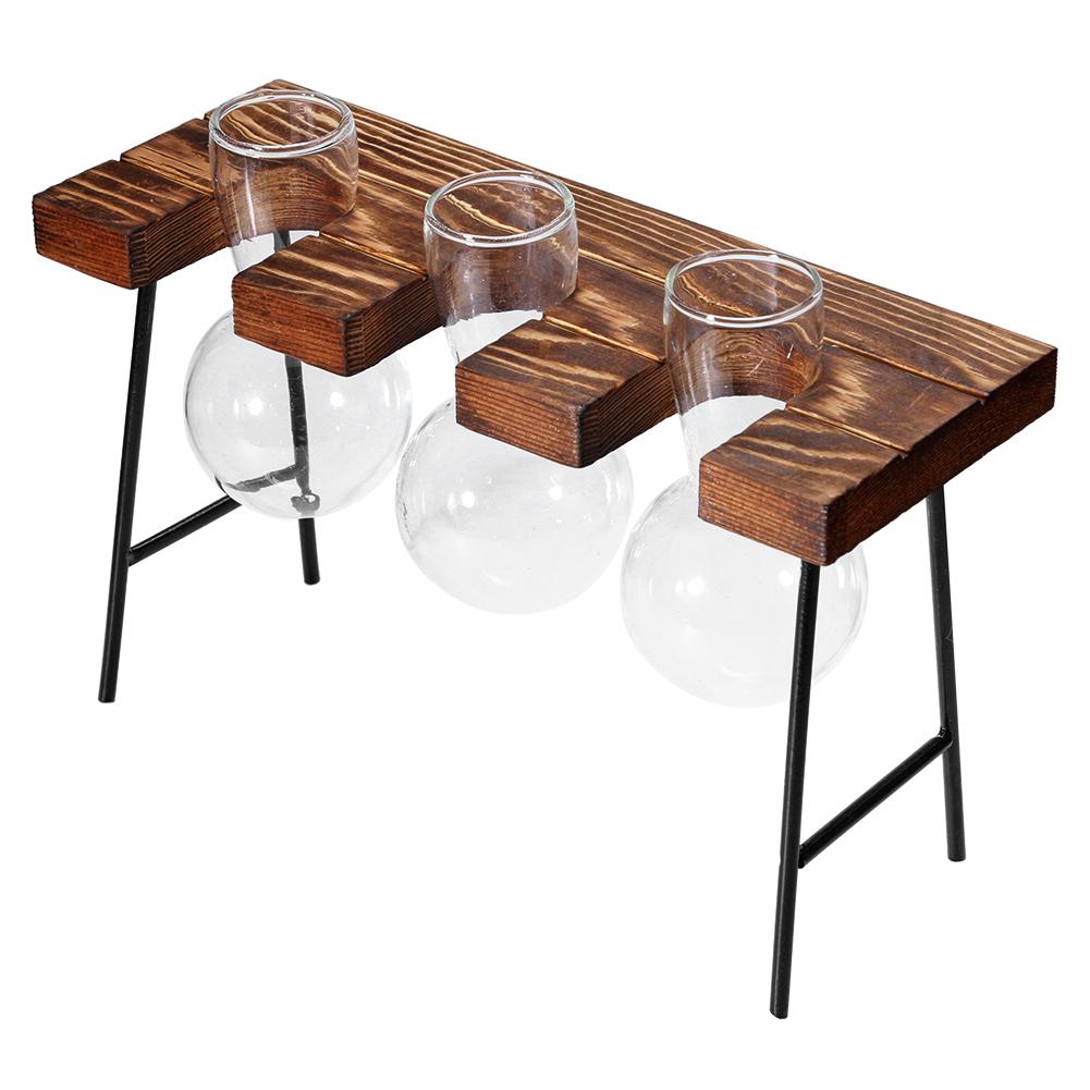 Terrarium hydrocultuur plantenvazen vintage bloempot transparante vaas houten frame glazen tafelplanten huis bonsai decoratie: 4