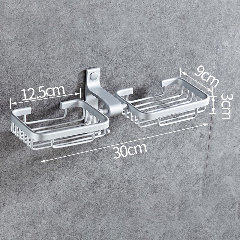 Väggmonterade tvålkoppar tvålhållare tvålkorg badrumstillbehör aluminium banheiro badbeslag  el0003: Dubbelt b-silver