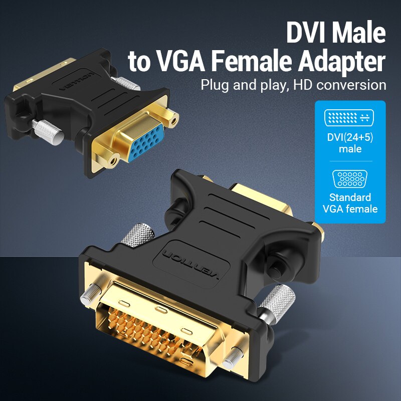 Adaptateur DVI VGA bidirectionnel adaptateur VGA vers DVI DVI-I 24 + 5 femelle vers VGA câble mâle pour projecteur HDTV DVI vers VGA