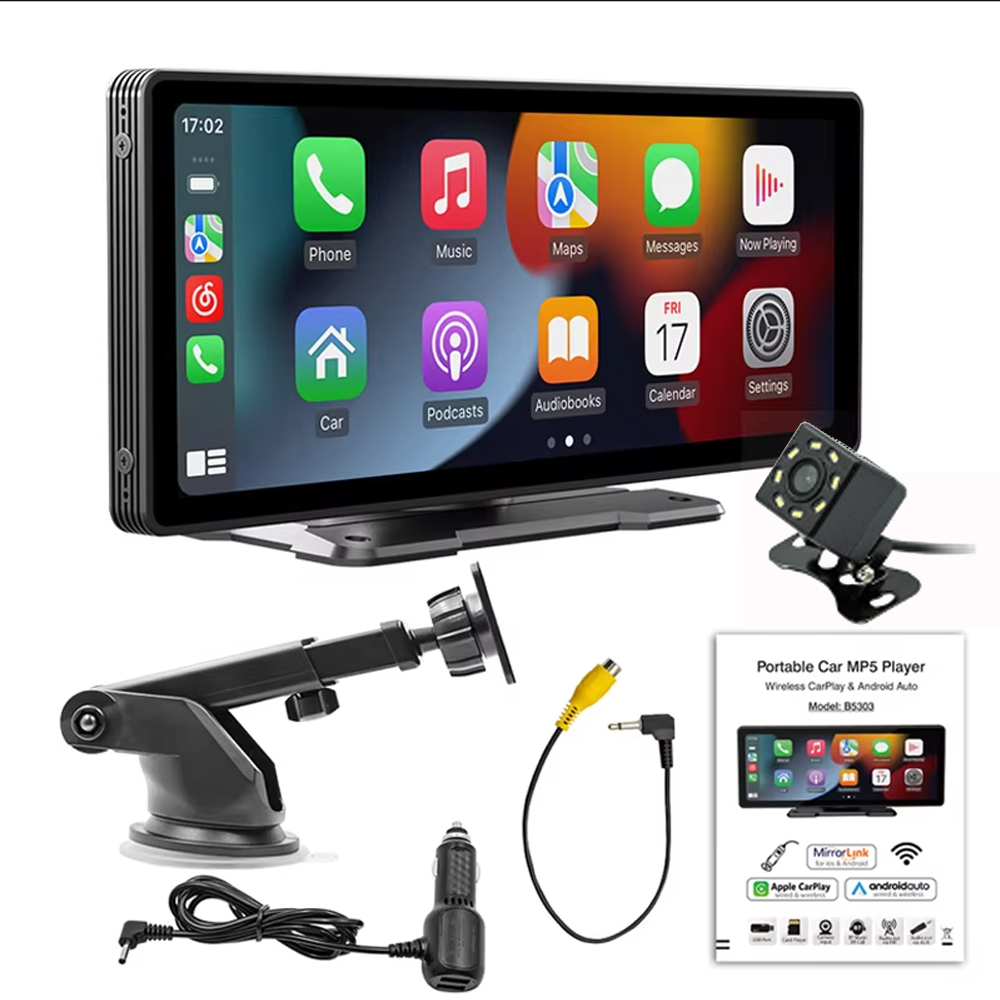 10.26- inch multimediaspeler met scherm, wifi, video, carplay, android auto, mirrorlink, parkeerhulp en achteruitrijcamera voor ios- en android-telefoons