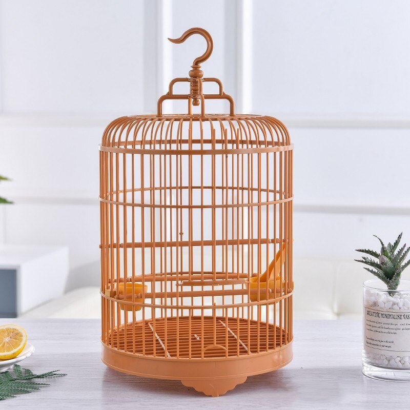 Cage à oiseaux ronde classique en plastique de , porte-oiseau de voyage, maison pour perroquets, accessoires pour petits oiseaux