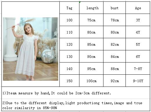 Teen Girl Nightdress Summer Girls White Cotton Sleepwear Girls Lace Nightgowns Children Clothes 3 4 5 6 8 10 Year