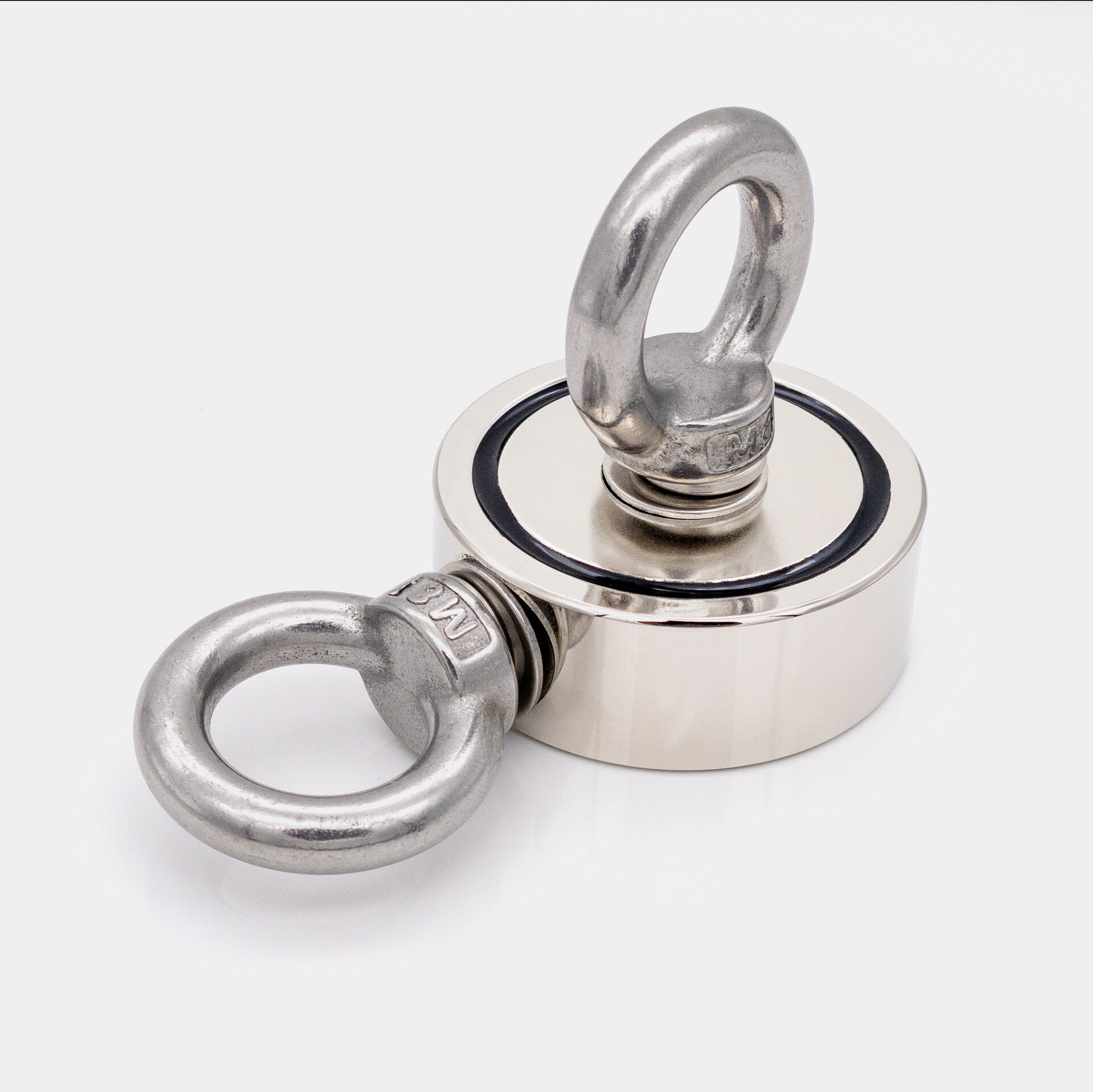 stärker Neodym-Magnet, doppelseitiger Suchmagnet, Haken, Super Energie Bergung Angeln, magnetisch, D48MM-D74MM, Stahlbecherhalter: 2M