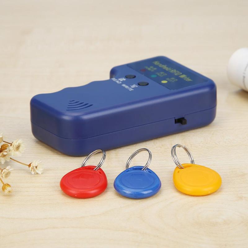 Black/Blue Duplicator Key Handheld 125KHz RFID ID Card Copier Writer Reader Writable EM4305 ID Card HID AWID Card Can be Copied