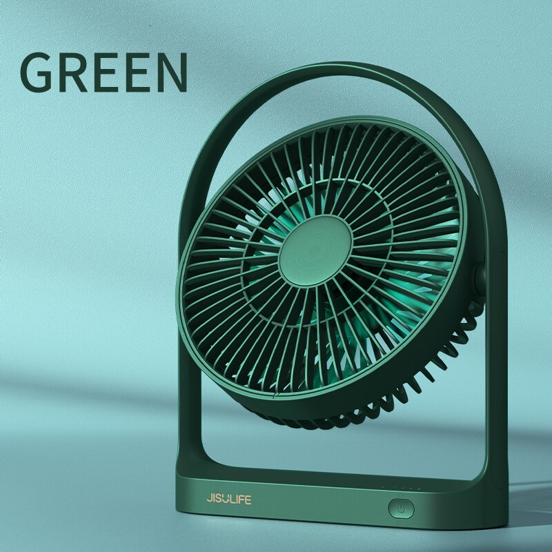 JISULIFE Table Fan Mini USB Strong Wind Rechargeable Desk Fans Wireless 4000mAH with 4 gear Wind Speed 270 Degree Rotata: Green