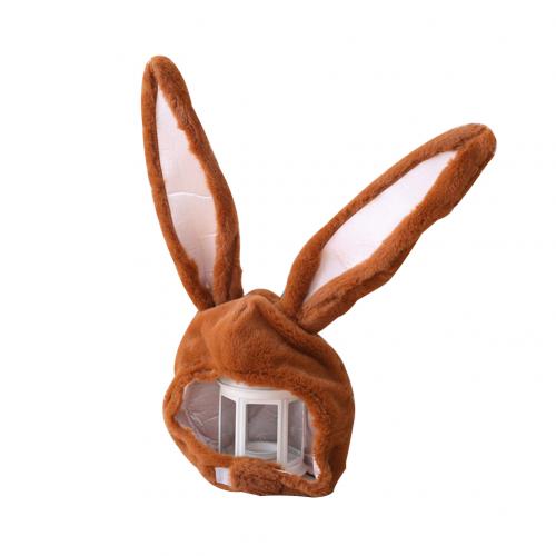 Japanese Cute Plush Funny Eastern Bunny Ears Cap Mask Adult Kids Halloween Party Cosplay Animal Hood Hat Winter Warm Costume: Brown