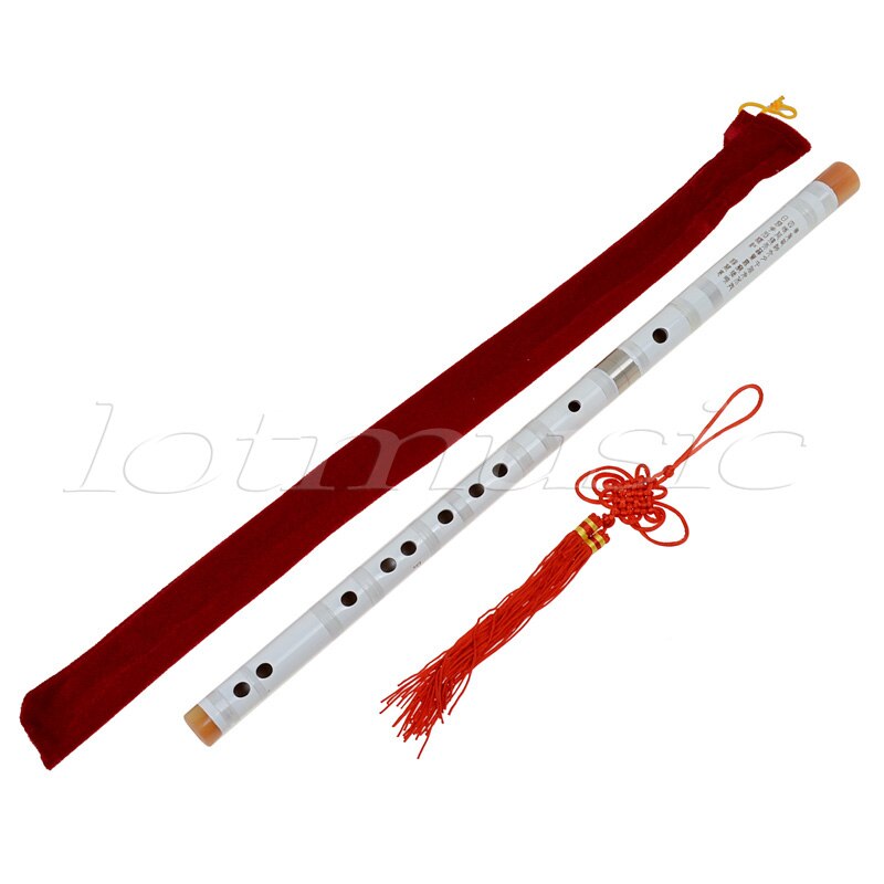 Kmise White Paint Traditional Chinese Bamboo Flute Dizi Pluggable F Key Musical Instrument