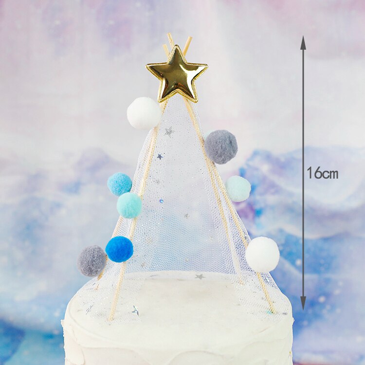 bottle baby Cake Topper Baby Boy or Girl Happy Birthday Cake Topper Wedding Cake Topper Party Supplies: DIY Yarn tent blue