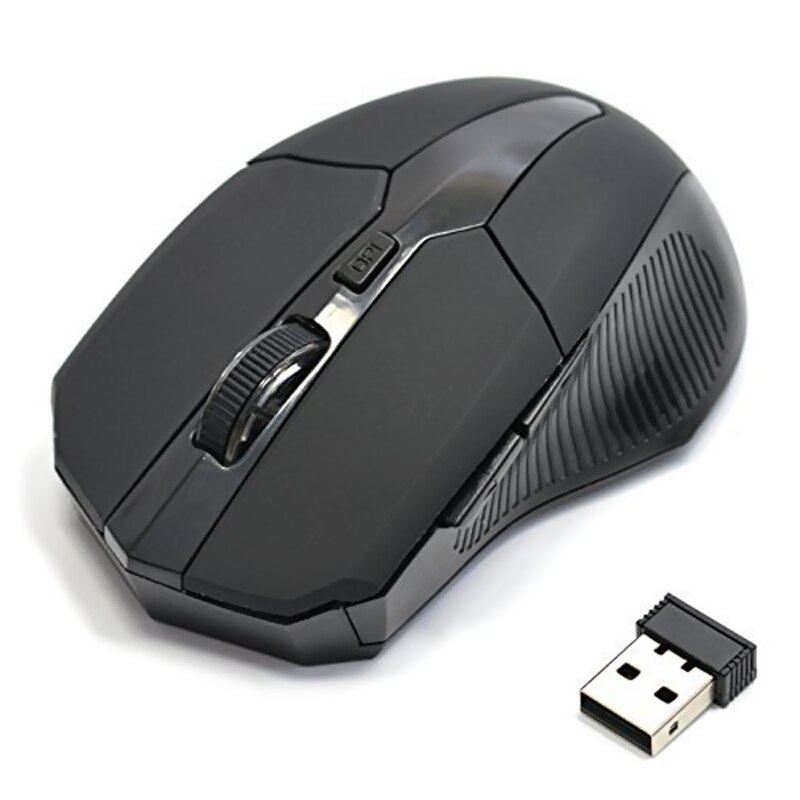 2.4G USB Red Optical Wireless Mouse 5 Buttons for Computer Laptop Gaming Mice 10M Working Distance Receiver Mouse Accessories: Black
