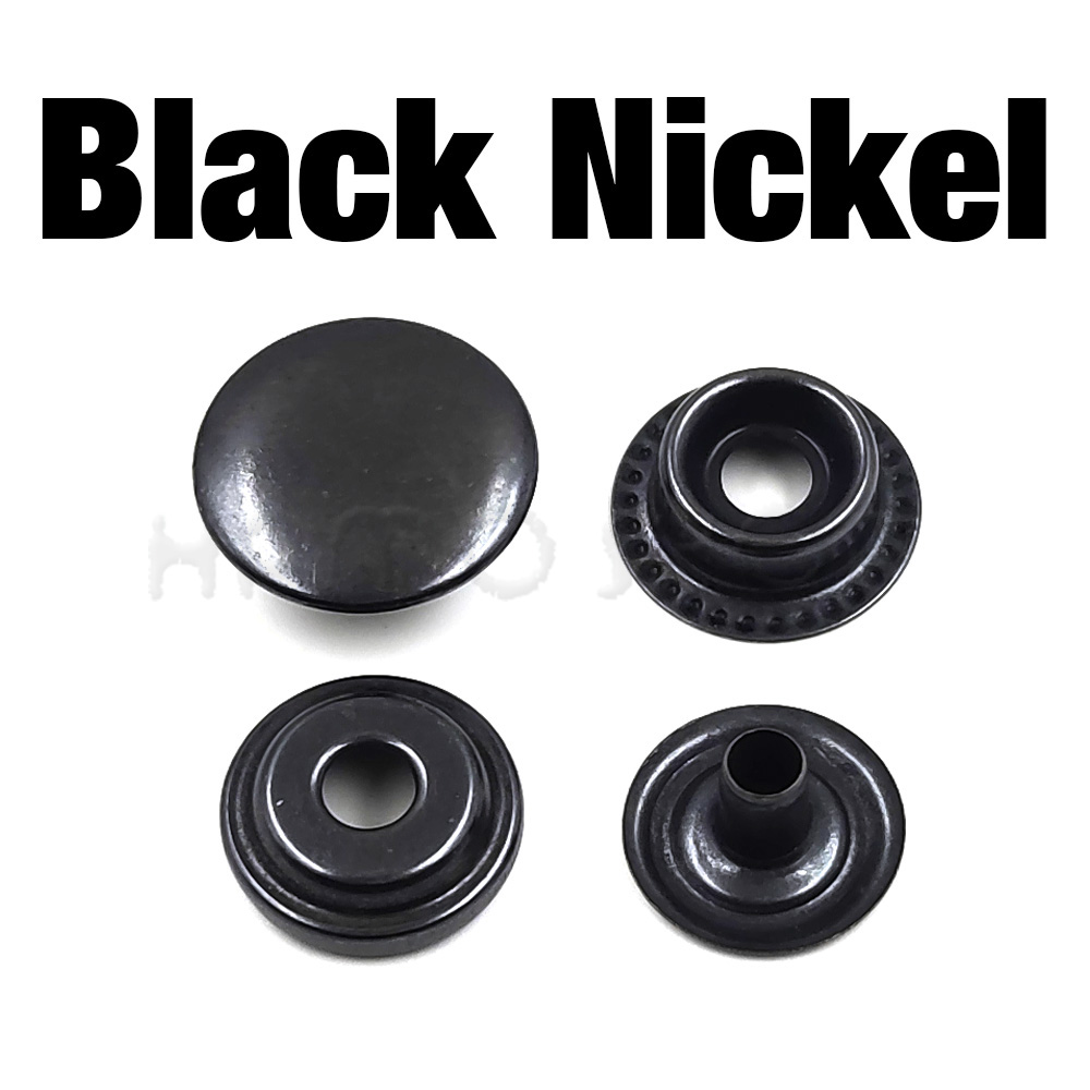 25Sets 100pcs 203/201 Metal Snap Fasteners Snaps Button Press Studs Sewing Button For DIY Clothes Garment Bag Shoes Leathercraft: 3# / Black Nickel
