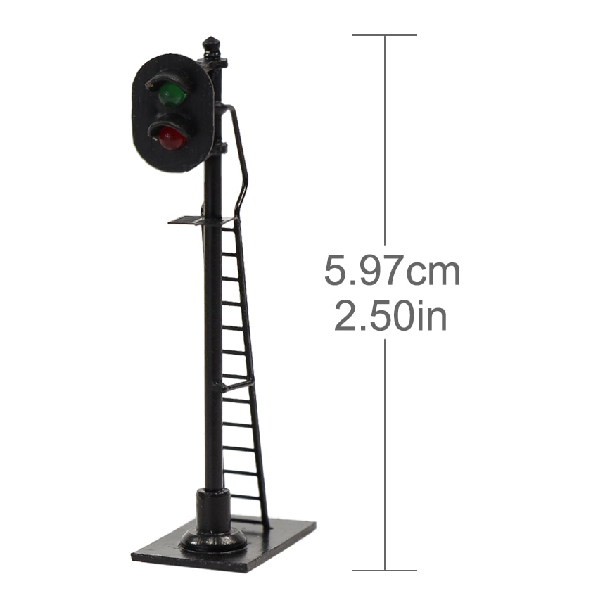 3pcs Model Railway 1:87 Red Green Block Signal Traffic Signals HO Scale 6cm Traffic Light Black Post with Ladder JTD878GR