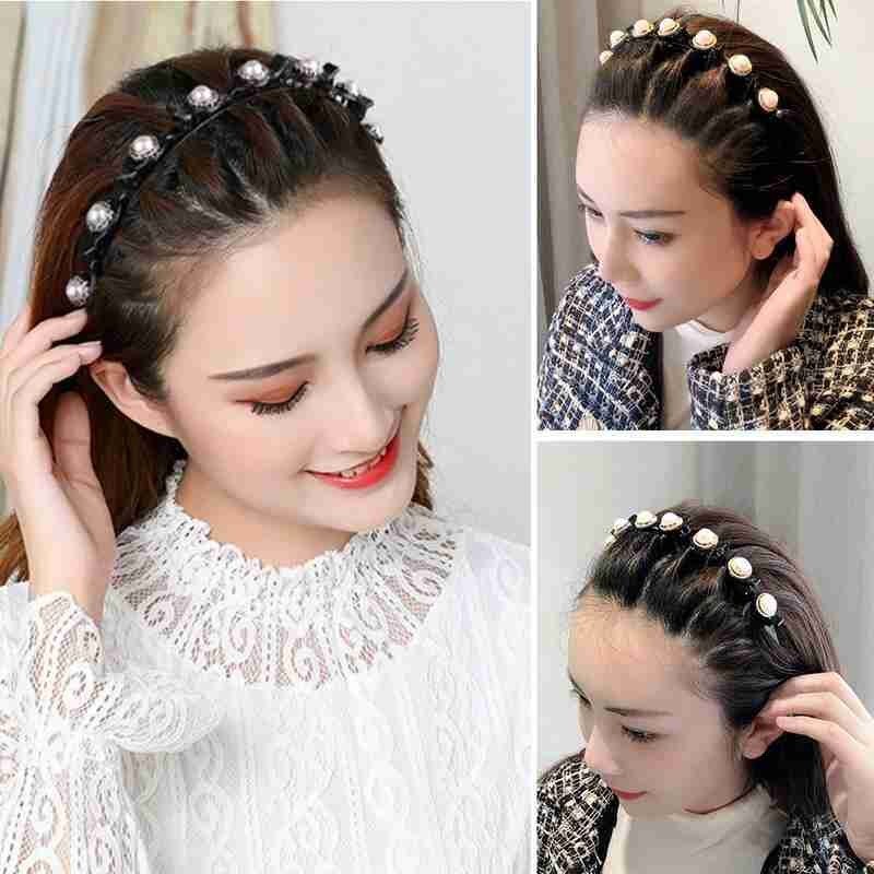 Hair Hoop Headband - Pearl Hair Band - Double Pony Hairstyle - Plastic Hair Accessories