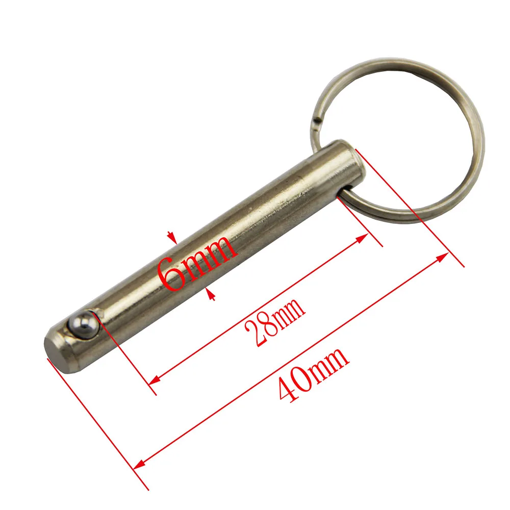 Diameter 1/4 " & 6mm rostfria kulstift, användbar längd 16-90mm med fjädrande kula för biminitop, marin hårdvara: Gul