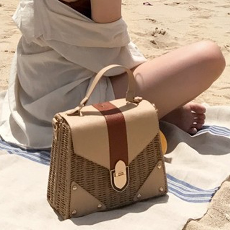 bohème paille sacs pour femmes plage sacs à main été Vintage rotin sac à la main tricoté sac à bandoulière