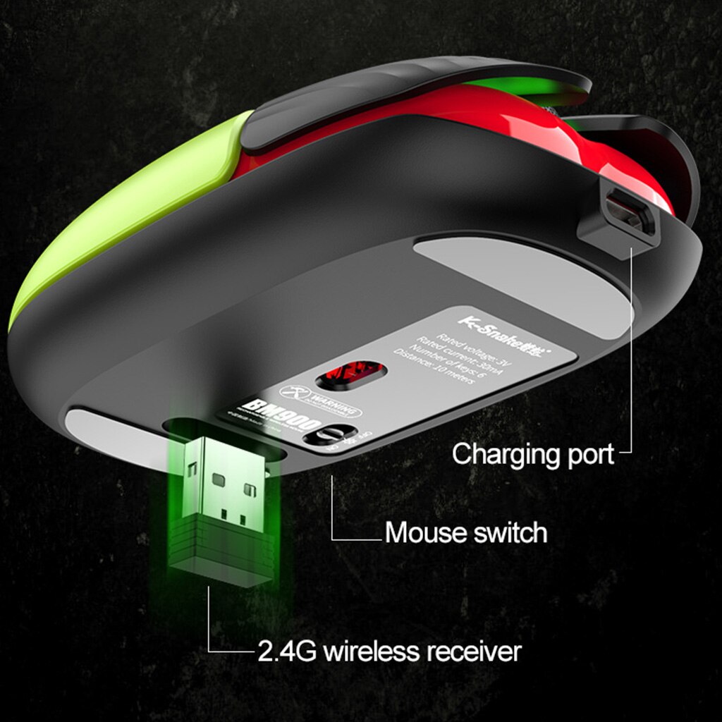 Mini Silent Wireless Optical Cartoon Mouse Mouse 3200dpi Ergonomic Computer Accessory Rechargeable Luminous
