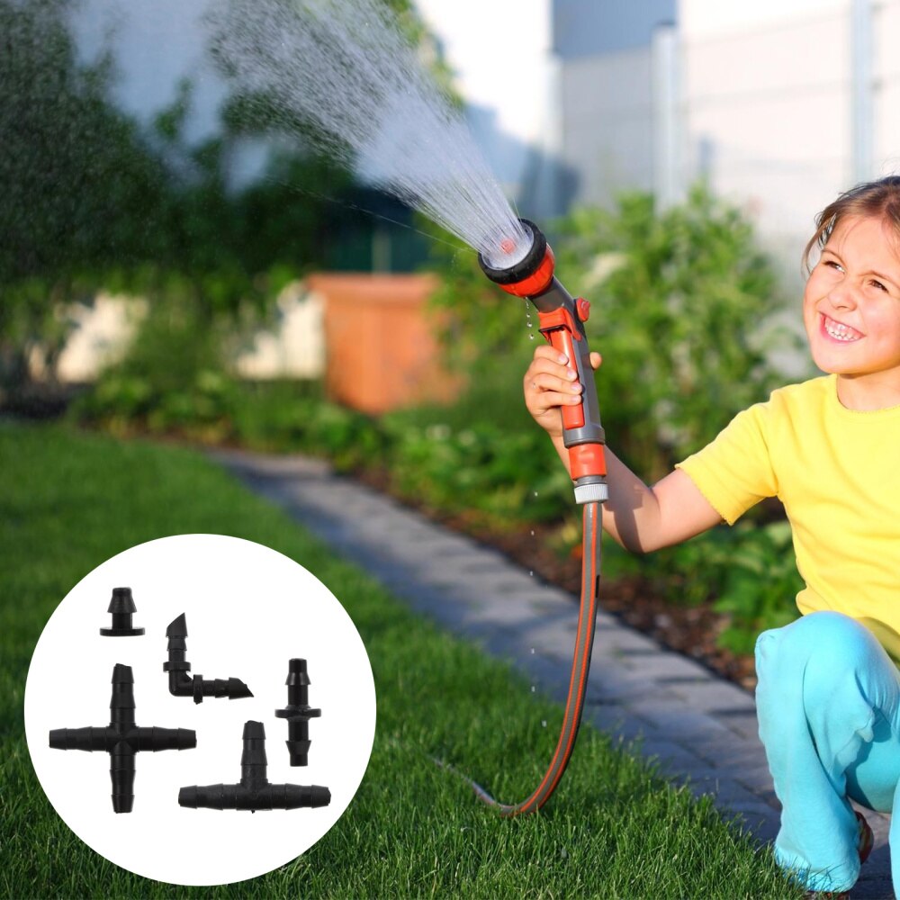 1 Set/200PCS Irrigation Fitting 4-Way Elbow Tee Straight Barb End Plug Coupling