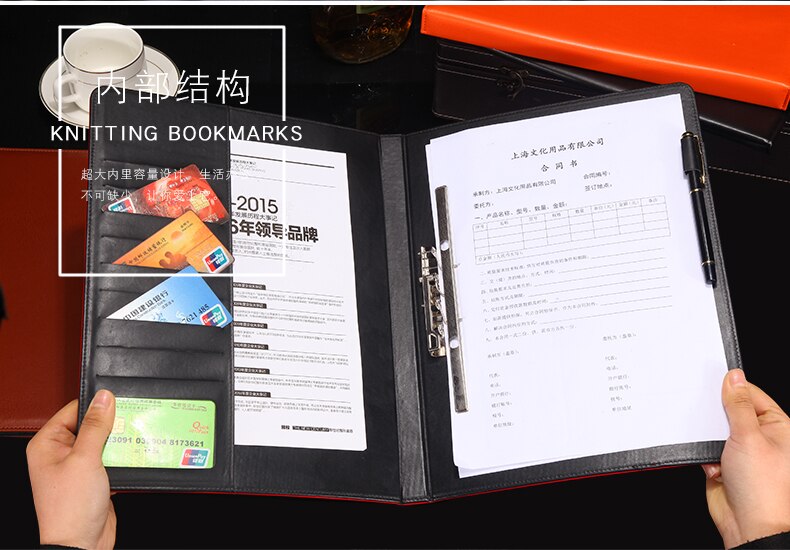 Popular trends PU faux leather conference report folder A4 file folders for documents signature sales office supplies 1211A