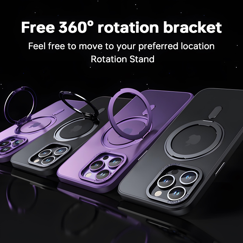 360 ° Suporte de rotação para magsafe magnético caso carregamento sem fio para iphone 15 14 13 12 11 pro max plus telefone capa transparente