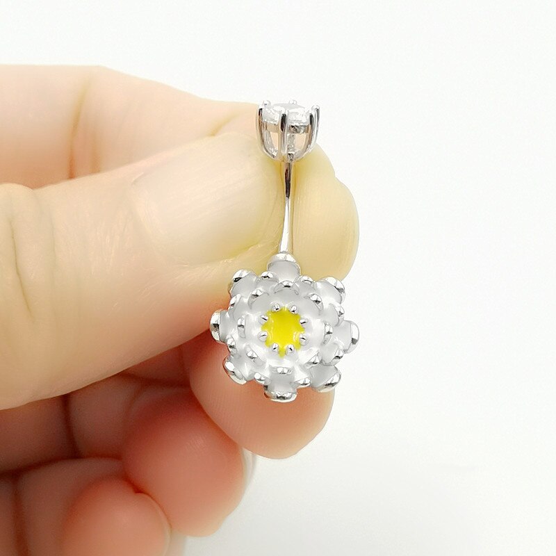 Hellolook Droping Olie Lotus Navel Piercing 925 Sterling Zilver Belly Button Ring Body Sieraden Vrouwen Anti-Allergie Buik Piercing