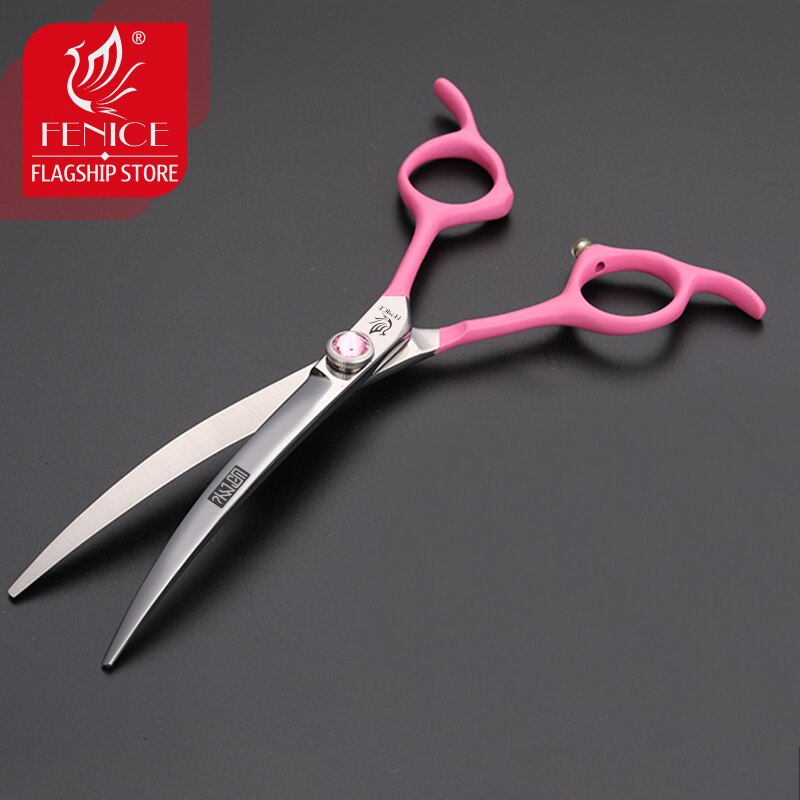 Fenice 6.5 inch Pet Grooming Curved Scissors Japan 440C Stainless Steel Dogs Animal Hair Cutting Shears