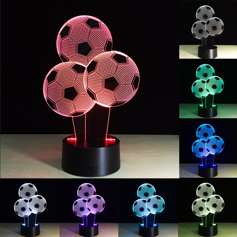 3d Lighting Fixture Football LED Table Night Lamp Remote Control RGB 7 Colors Changing Indoor Night Lights Illusion Lamp
