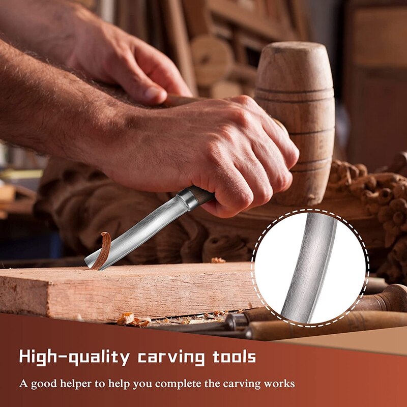 4 Pieces Wood Carving Tools Kit, Spoon Carving Hook Knives With Wood Carving Gouge Chisel Bowl Scoop Carving Set