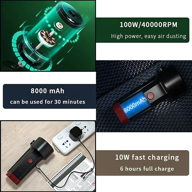 Elektrische Luft Staubtuch aufladbare, Druckluft Dosen USB,kabellos Luft gebläse Reinigung Staub, Laptop Reiniger, Computer PC konserven luft