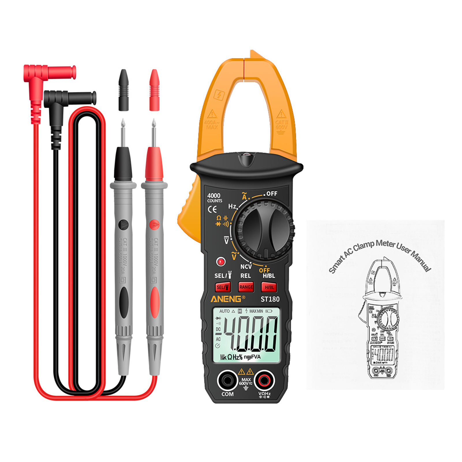 Voltmeter Digital Clamp Meter Auto Ranging AC DC Voltage Capacitance Resistance LCD Display Multimeter Electrical 4000 Counts