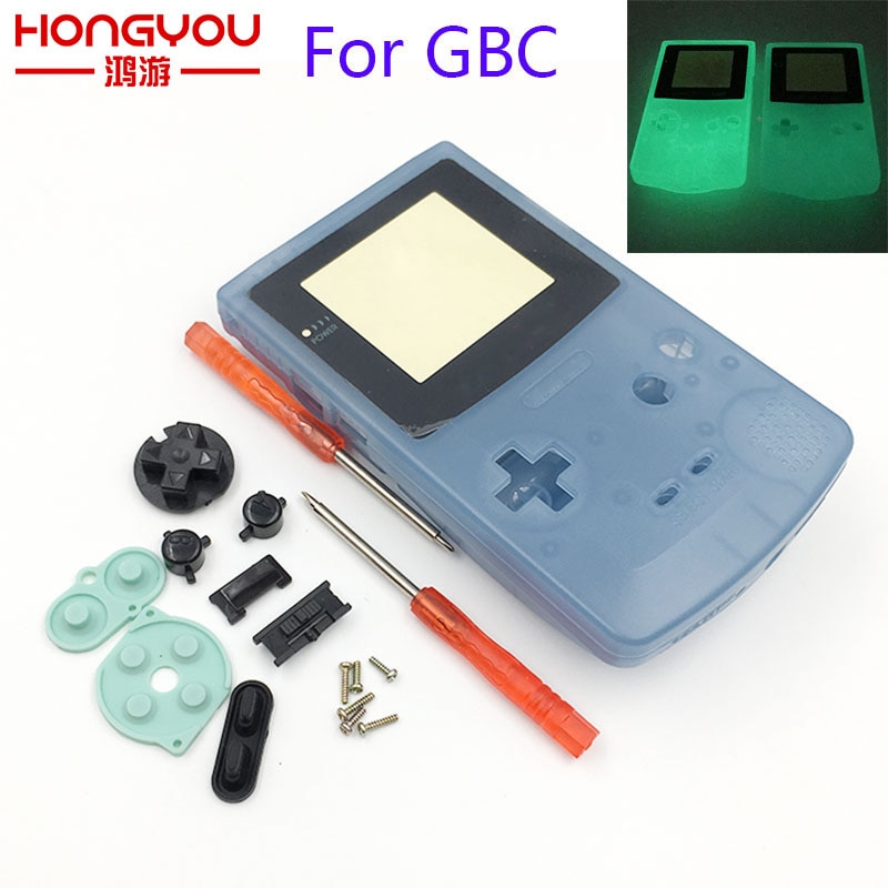 Plastic Lichtgevende Behuizing Shell Fluorescerende Case Voor GBC Gameboy Kleur Glow Blauw Groen Kleur Case Cover