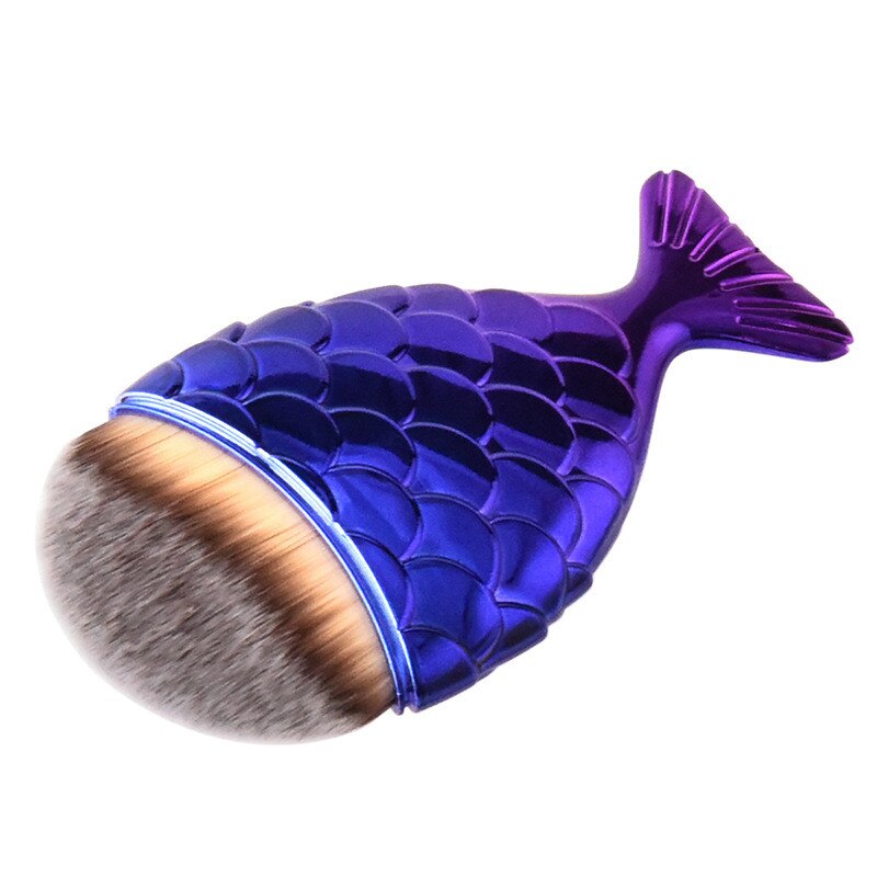1pc 5 kleuren zeemeermin make-up kwast visstaart poeder foundation cosmetische tools brochas maquillaje: En