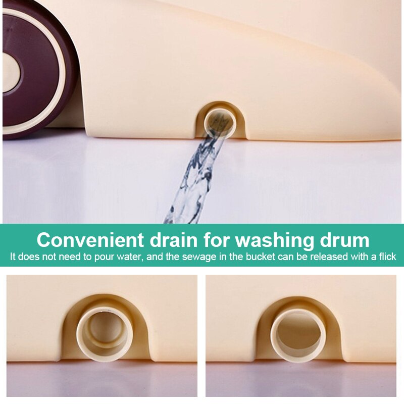 360° Spin Mop with Bucket Rod Fiber Heads Set Easy Wring Cleaning System Stainless Steel Spin Dry Mop Washable Floor Clean