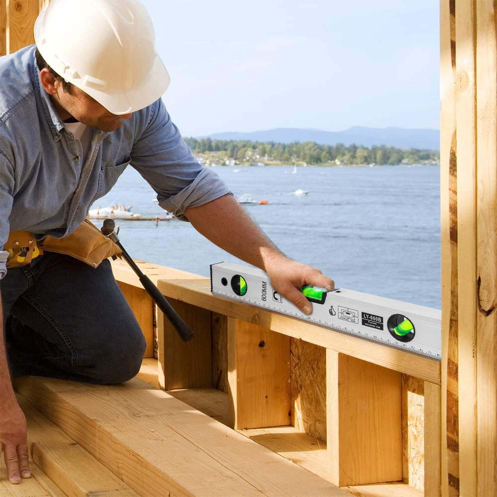 Horizontal Ruler High Precision Mini Flat Water Ruler Ruler Magnetic Aluminum Alloy Solid Anti-Fall Small Decoration Balance