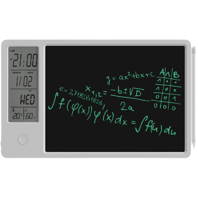 9.5 Inch Electronic Digital Clock Calendar LCD Writing Tablets Doodle Drawing Pad Board with Thermometer and Hygrometer for Kids