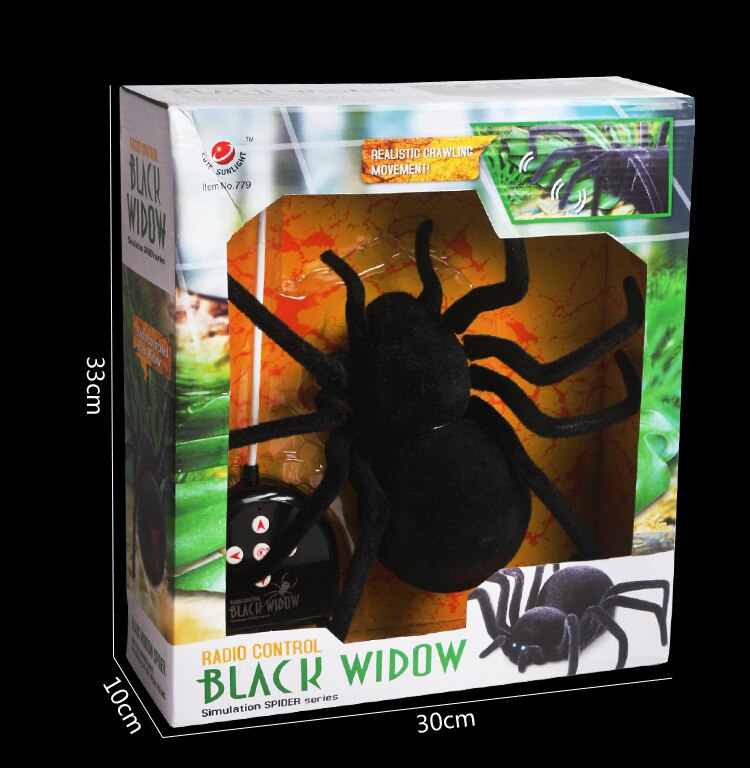 Pająk 4Ch Halloween RC zdradliwy wybryk straszny zabawka prezent elektroniczny zwierzak symulacja zdalnego sterowania tarantula oczy połysk inteligentny czarny