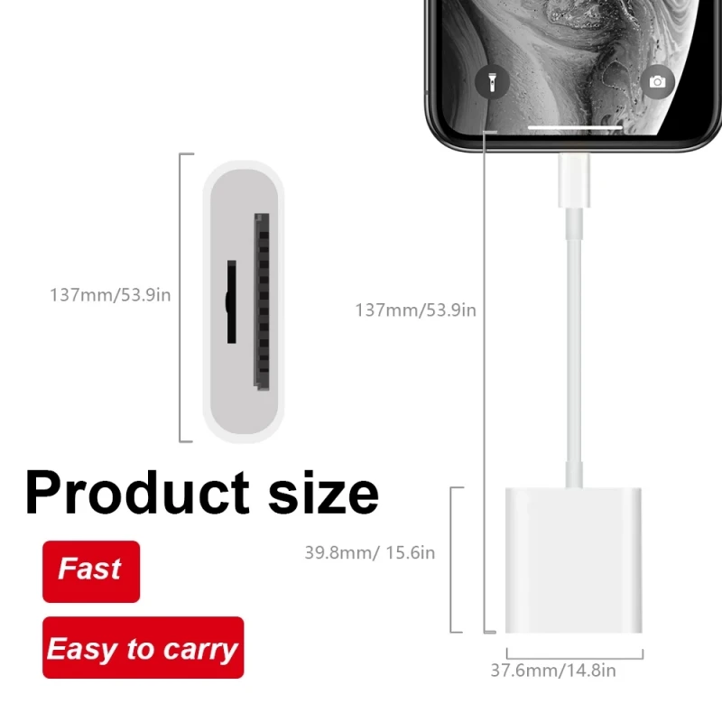 Czytnik kart Lightning na SD do adaptera pamięci flash SD/TF Adapter karty pamięci do pamięci flash IPhone IPad