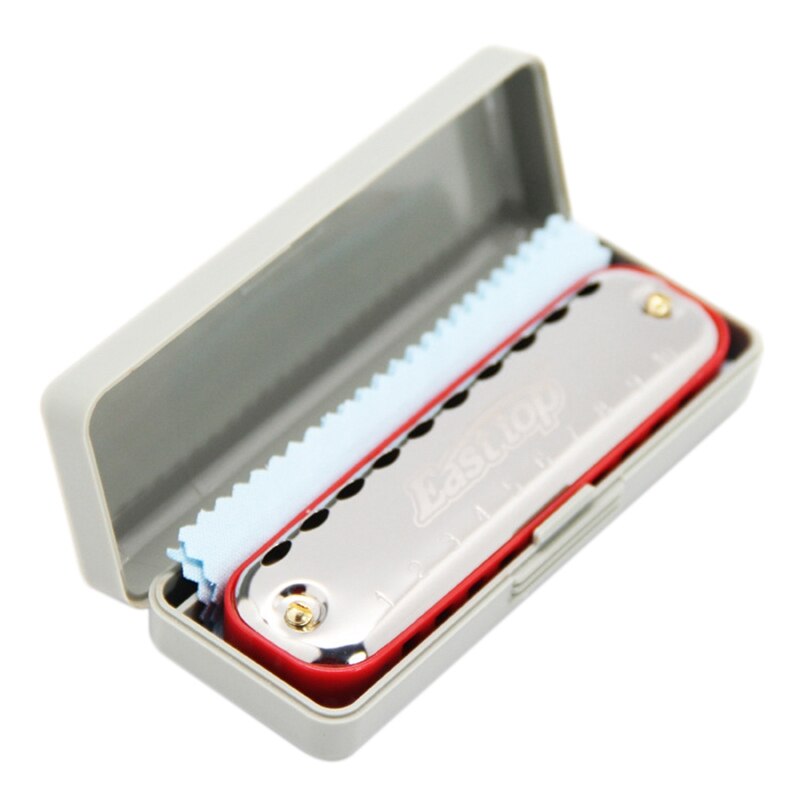 Easttop 10 Hole Harmonica - 20 Tone Diatonic Mouth Organ - Professional Musical Instrument: Red/Silver